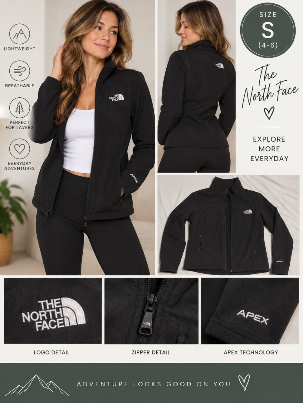 The north face Women's small black zip up jacket #31